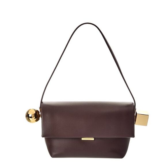 Jacquemus Handbags - Jacquemus The Rond Carre Leather Shoulder Bag, Brown
